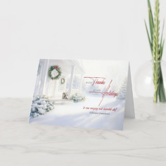 Cartão De Festividades Funcionário Negócios Inverno Casa na Neve