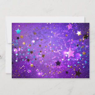 Cartão De Festividades Fundo de folhas roxas com estrelas