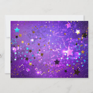 Cartão De Festividades Fundo de papel alumínio roxo com estrelas