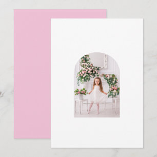Cartão De Festividades Fundo de Vellum para Foto de Natal da Família Rosa