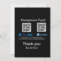 Fundo Honeymoon PayPal Venmo obrigado de código QR