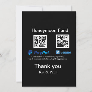 Cartão De Festividades Fundo Honeymoon PayPal Venmo obrigado de código QR