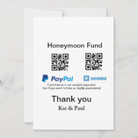 Fundo Honeymoon PayPal Venmo obrigado de código QR