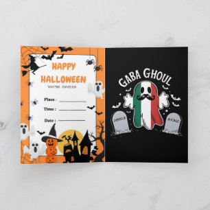 Cartão De Festividades Fúnebre Ghoul Italiano Dia das Bruxas Lua Cheia