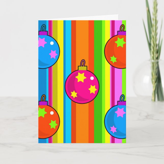 Cartão De Festividades Funky Baubles (Frente)