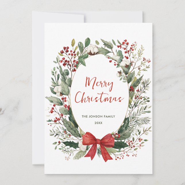 Cartão De Festividades Funky Country Retro Boho Christmas Wreath Holiday (Frente)