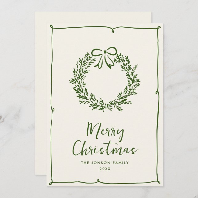 Cartão De Festividades Funky Hand Drake Scribble Retro Natal (Frente/Verso)