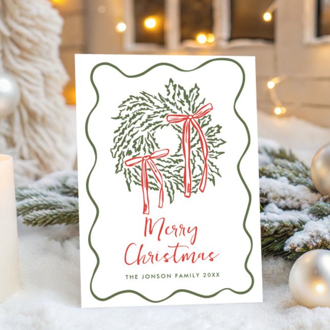 Cartão De Festividades Funky Hand Drake Scribble Retro Natal (Criador carregado)