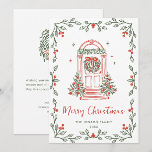Cartão De Festividades Funky Hand Drake Scribble Retro Natal