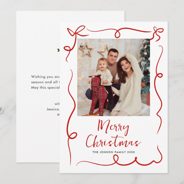 Cartão De Festividades Funky Hand Drawn Foto De Natal (Frente/Verso)