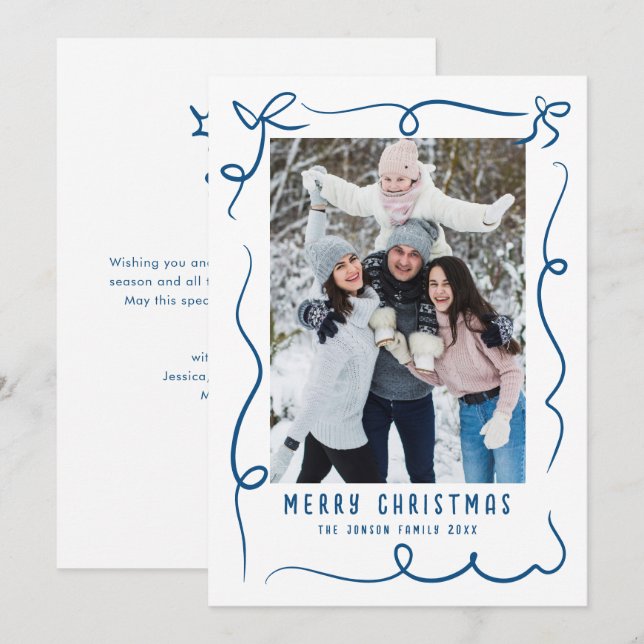 Cartão De Festividades Funky Hand Drawn Foto De Natal (Frente/Verso)