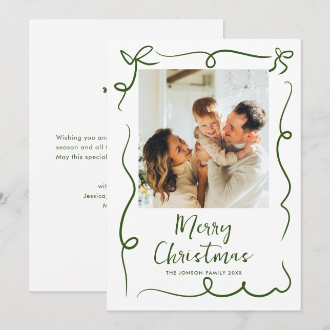 Cartão De Festividades Funky Hand Drawn Foto De Natal (Frente/Verso)