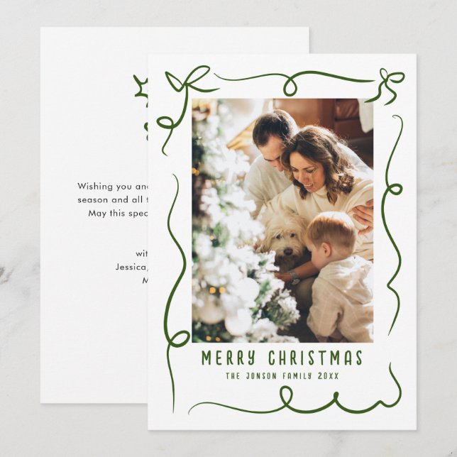 Cartão De Festividades Funky Hand Drawn Foto De Natal (Frente/Verso)