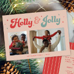 Cartão De Festividades Funky Retro 70s Feliz Foto de Natal<br><div class="desc">Este Cartões de foto de Natal retroativo funky dos anos 70 apresenta as palavras "Holly & Jolly em uma fonte retrô divertida. A parte traseira do cartão tem espaço para entrar em sua própria mensagem.</div>