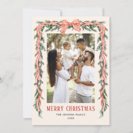 Cartão De Festividades Funky Sage Green Christmas Bow Ribbon 5 Phot