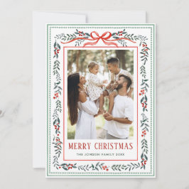 Cartão De Festividades Funky Sage Green Christmas Bow Ribbon 5 Photo