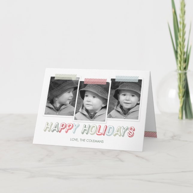 Cartão De Festividades Funky Snapshots Holiday Photo Card (Frente)