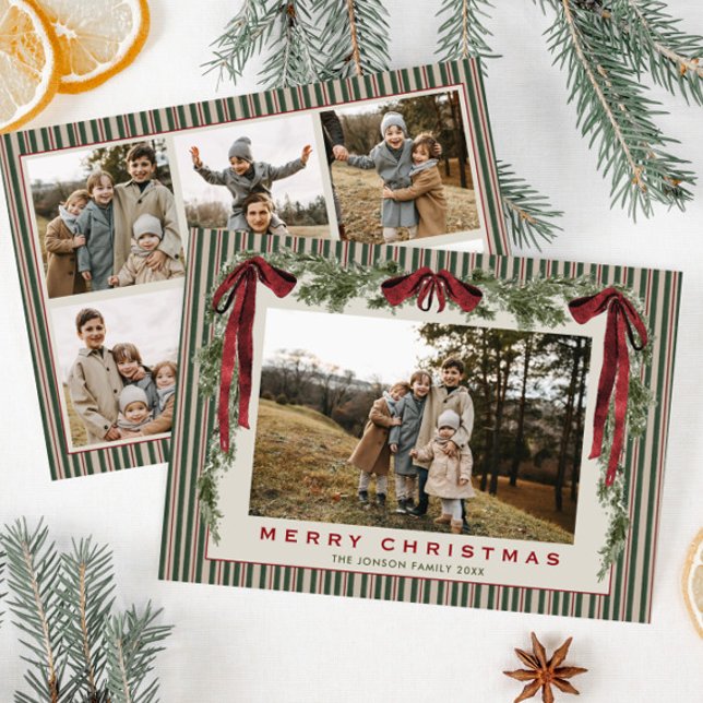 Cartão De Festividades Funky Velvet Christmas Boho Red Bow 6 Photo (Criador carregado)