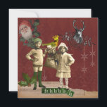 Cartão De Festividades Funky Vintage Christmas Collage Christmas Card<br><div class="desc">Great Christmas collage filled with images from Christmas past. The Christmas design features two Victorian era Christmas kids,  a Christmas bird,  a Victorian styles Santa and other vintage Christmas images.</div>