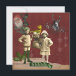 Cartão De Festividades Funky Vintage Christmas Collage Christmas Card<br><div class="desc">Great Christmas collage filled with images from Christmas past. The Christmas design features two Victorian era Christmas kids,  a Christmas bird,  a Victorian styles Santa and other vintage Christmas images.</div>
