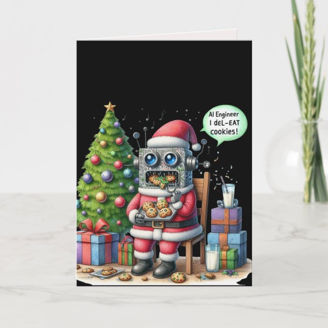 Cartão De Festividades Funny Ai Engenheiro Natal Chatbot Corporativo (Frente)