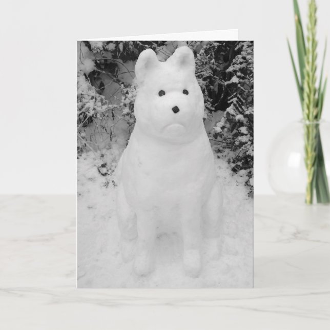 Cartão De Festividades funny akita snow dog snowman christmas (Frente)