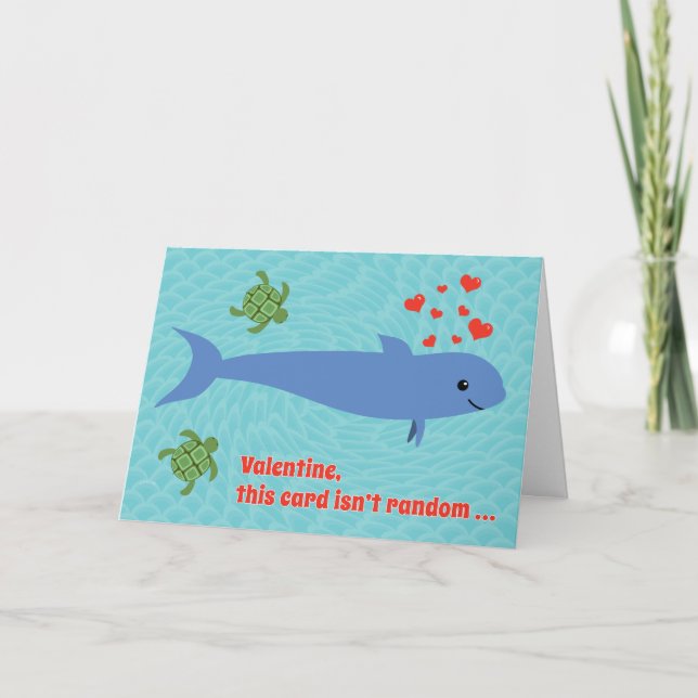 Cartão De Festividades Funny and Cute Porpoise Sea Turtle Valentine Pun (Frente)