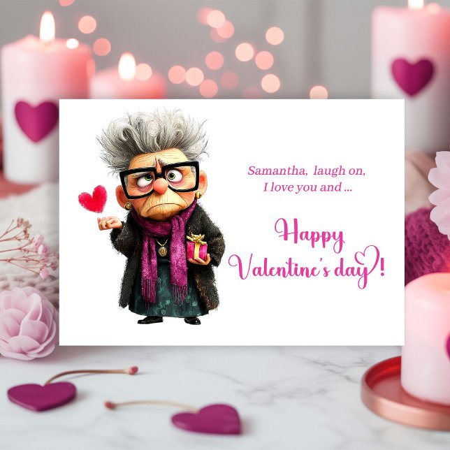 Cartão De Festividades Funny Angry Old Lady Mood Valentine’s Day Card (Funny Angry Old Lady Mood Valentine’s Day Card)