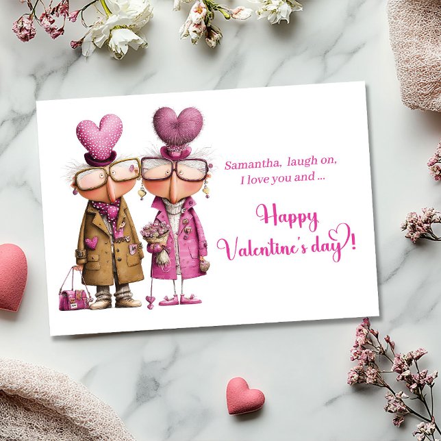 Cartão De Festividades Funny Anti Valentine Love Couple Card Hot Pink (Funny Anti Valentine Love Couple Card Hot Pink)