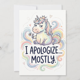 Cartão De Festividades Funny Apology Card - Cute Unicorn “I Apologize…