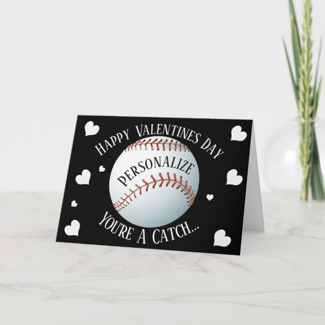Cartão De Festividades Funny Baseball You're A Catch Valentines (Frente)