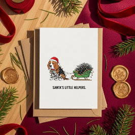 Cartão De Festividades Funny Beagle Dog Sleigh Christmas