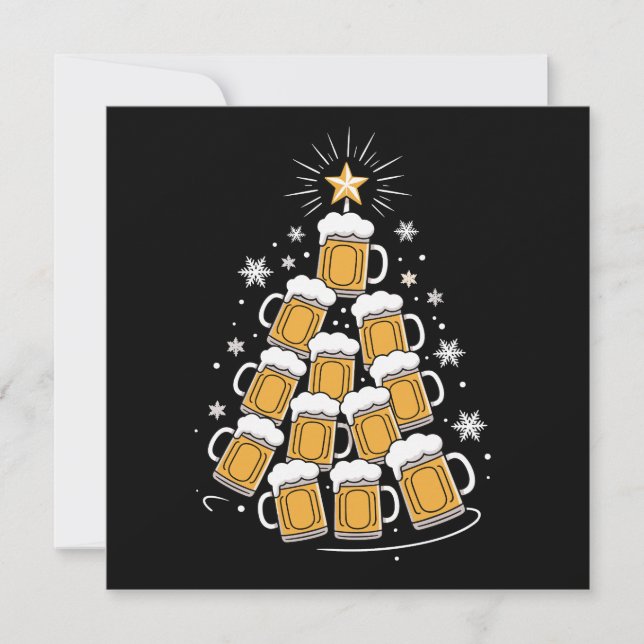 Cartão De Festividades Funny Beer Christmas Tree Holiday Drinking (Frente)