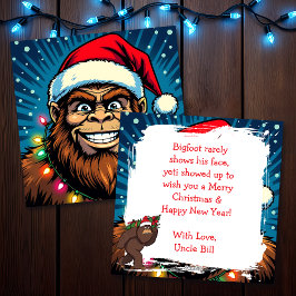 Cartão De Festividades Funny Bigfoot Sasquatch Yeti Christmas