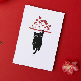 Cartão De Festividades Funny Black Cat Hanging Out Valentine's Day
