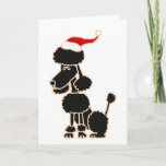 Cartão De Festividades Funny Black Poodle in Santa Hat Christmas Art<br><div class="desc">Wonderful fun black poodle wearing Santa hat original art Christmas design.  Can also add custom text and change background color when ordering.</div>