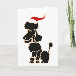 Cartão De Festividades Funny Black Poodle in Santa Hat Christmas Art