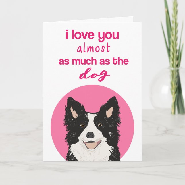 Cartão De Festividades Funny Border Collie Valentine's Day Card (Frente)