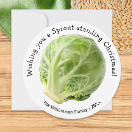 Cartão De Festividades Funny Brussels 'Sprout-standing' Christmas Humor