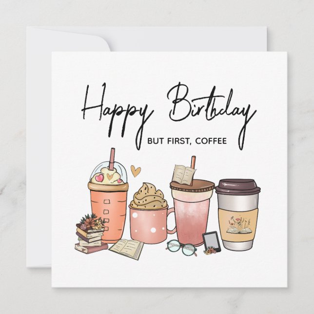 Cartão De Festividades – Funny Caffeine Lover Birthday Greeting (Frente)