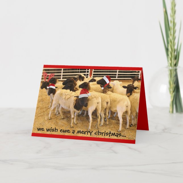 Cartão De Festividades Funny Card, Wish Ewe Merry Xmas, Happy Gnu Year! (Frente)