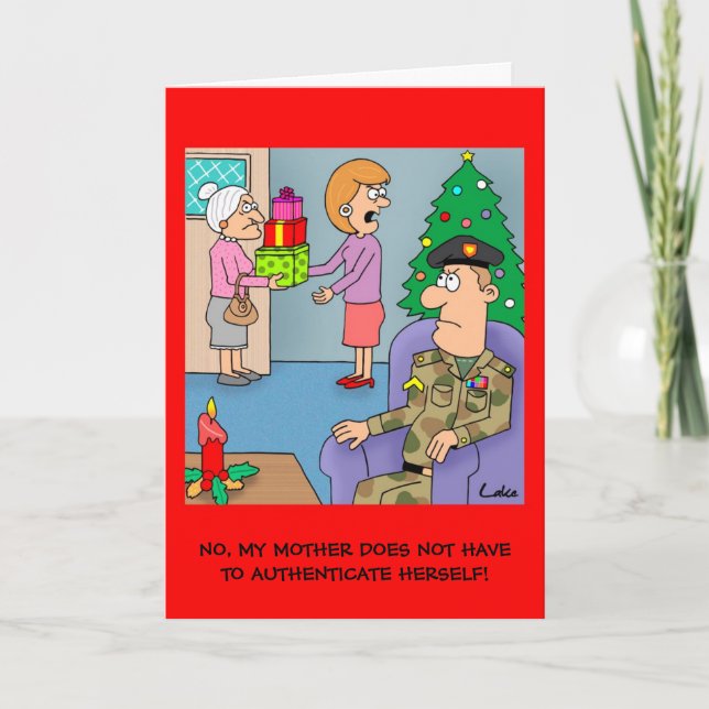Cartão De Festividades Funny cartoon Army Soldier Military Christmas card (Frente)