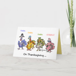 Cartão De Festividades Funny Cartoon Thanksgiving Turkeys