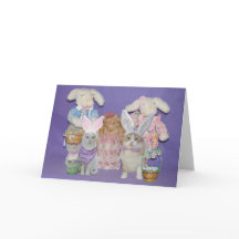 Funny Cat Bunnies Easter Card