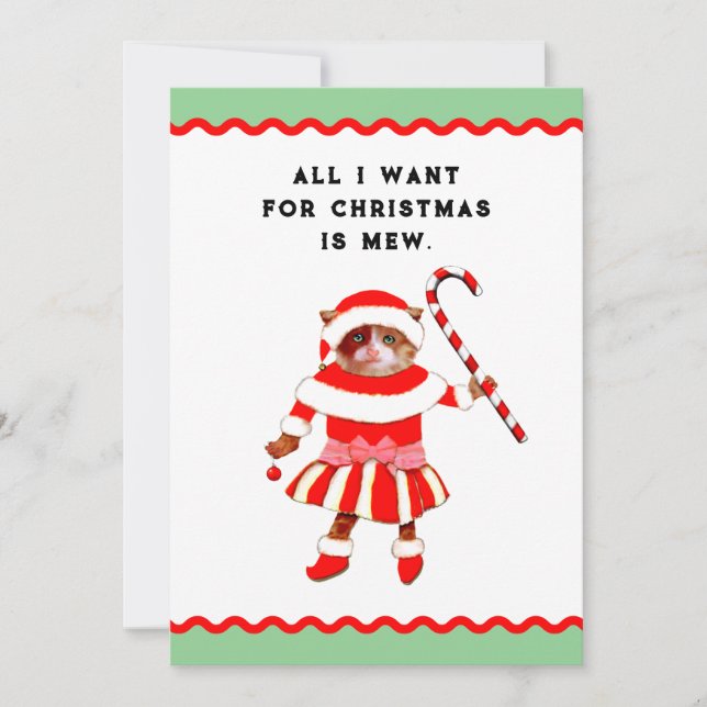 Cartão De Festividades Funny Cat Christmas (Frente)