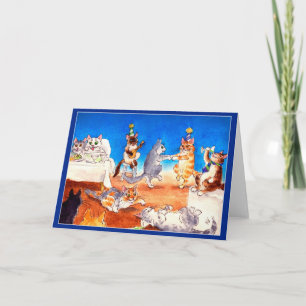Cartão De Festividades Funny Cat Christmas party greeting card
