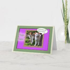 Cartão De Festividades Funny Cats Threaten the Easter Bunny