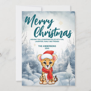 Cartão De Festividades Funny Cheetah Merry Xmas árvore de neve Festa de N
