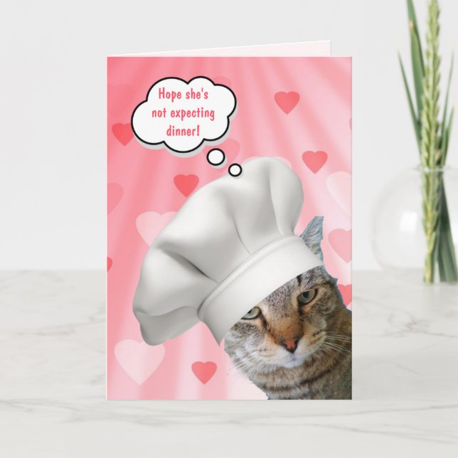 Cartão De Festividades Funny Chef Cat Valentine's Day (Frente)