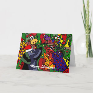 Cartão De Festividades Funny Christmas Animals Abstract Art Original